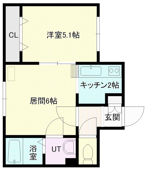 札幌マンスリーマンションのマープル円山　１０１ 間取り図